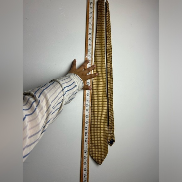 BIJOUX  TERNER 100% Silk Yellow Fall Mens Formal Work Office Wear - Picture 13 of 14